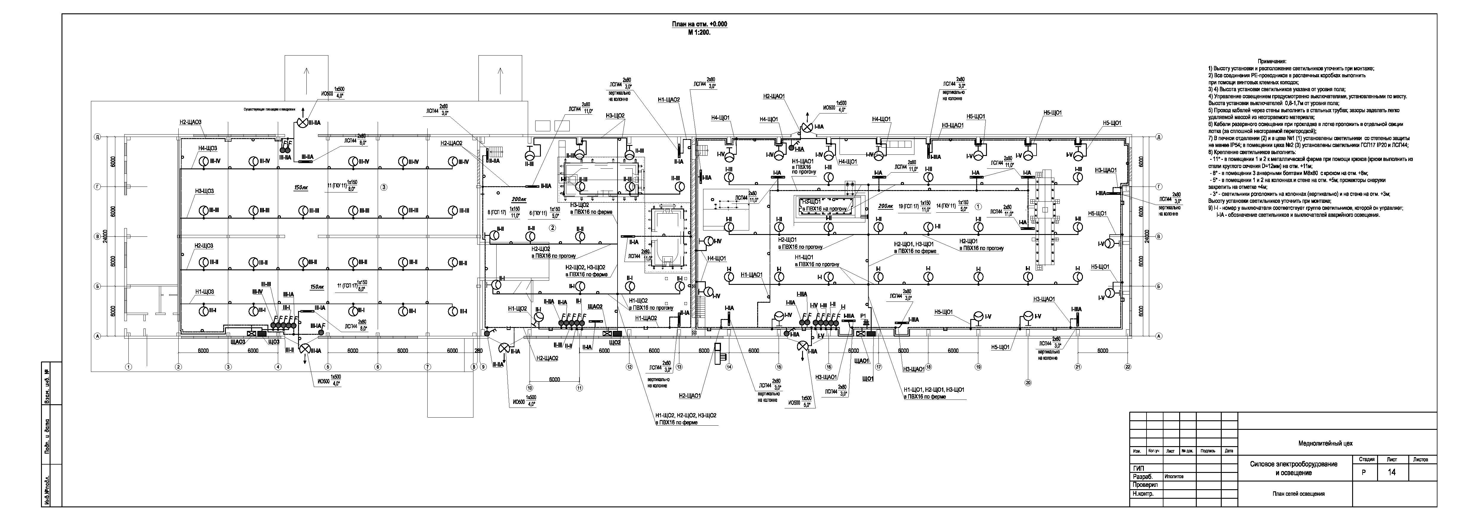 План расположения осветительного электрического оборудования и прокладки электрических сетей